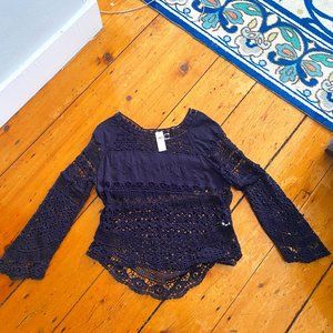 Beautiful Navy Lace Shirt from Anthro NWT